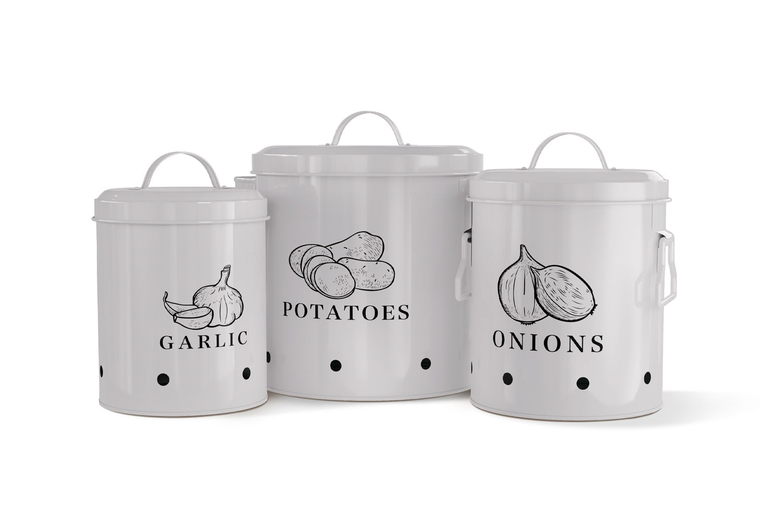 Potato, Onion & Garlic Kitchen Storage Canisters, Set of 3