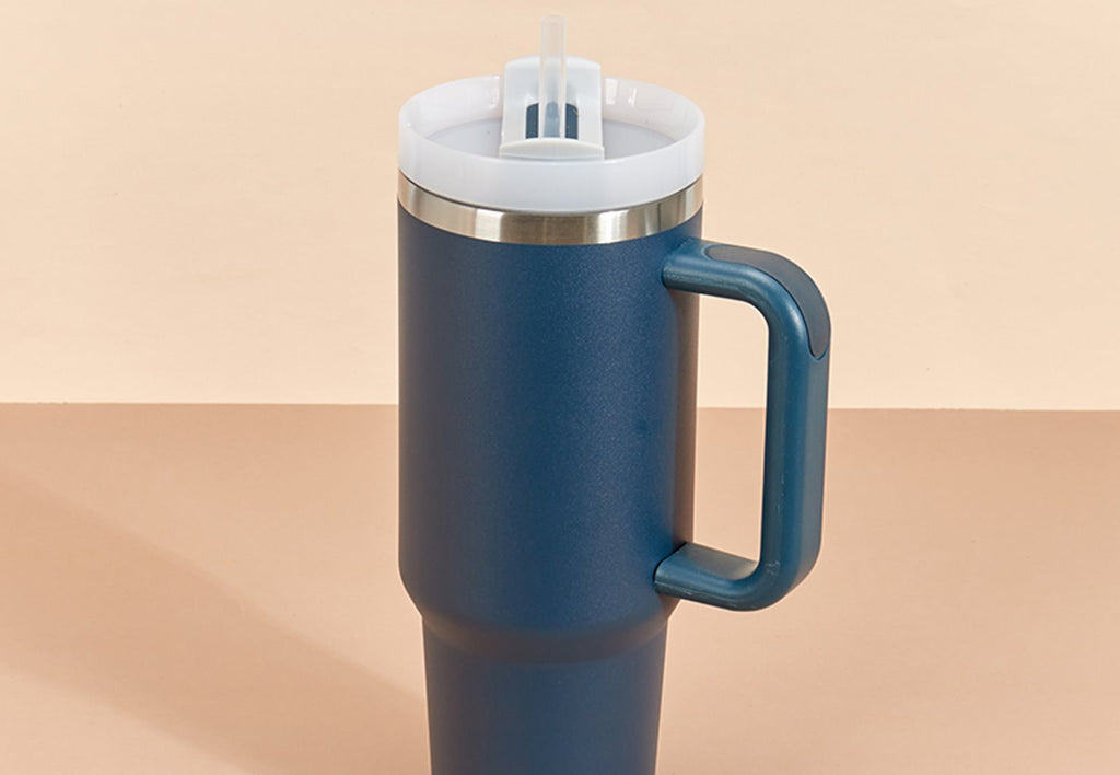 Stainless Steel Tumbler, with Straw and Handle, 40 oz