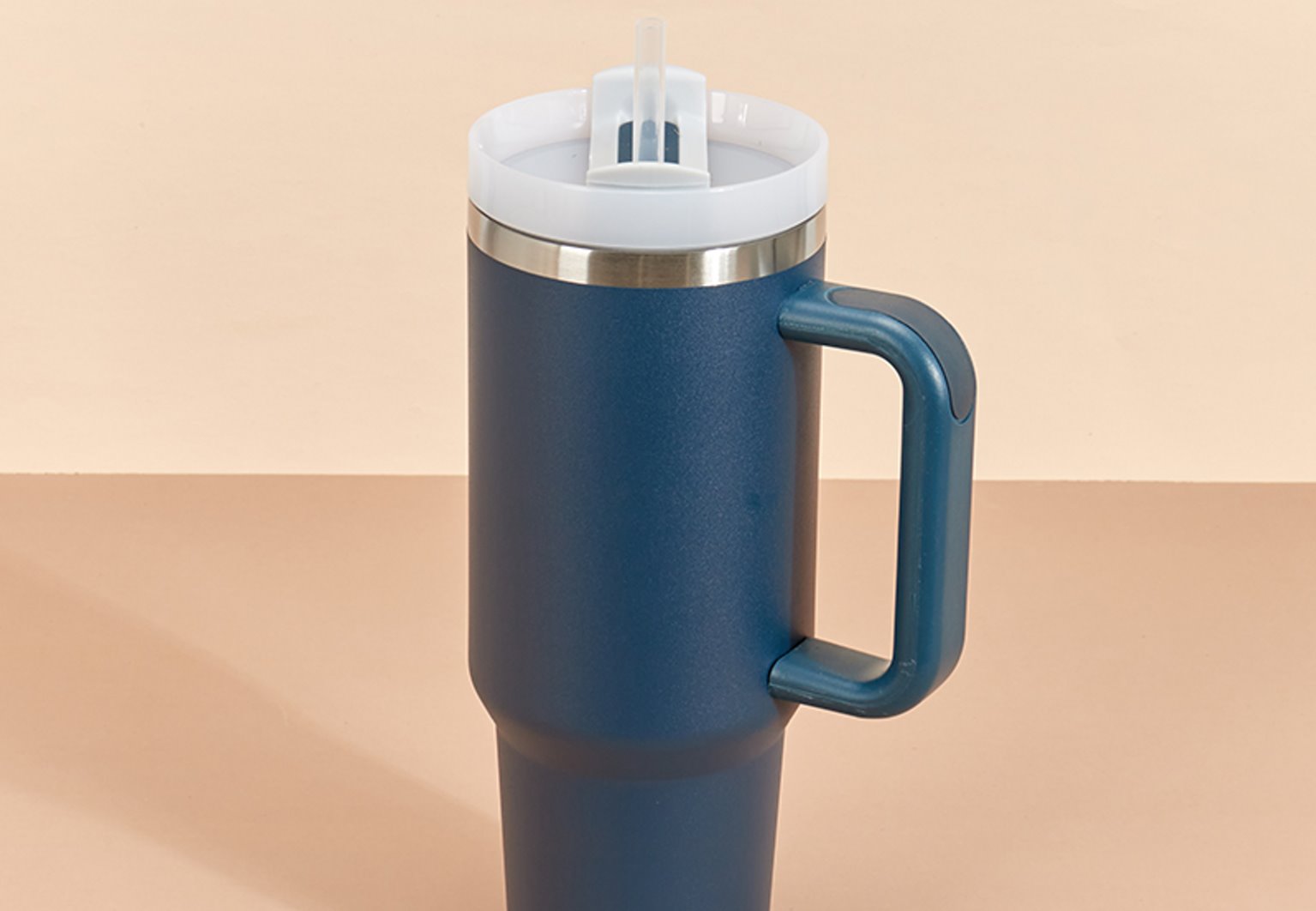 Stainless Steel Tumbler, with Straw and Handle, 40 oz