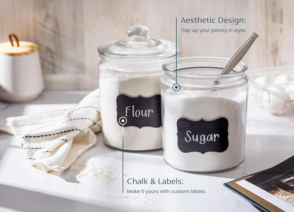 Glass Storage Containers with Airtight Lids, Set of 2