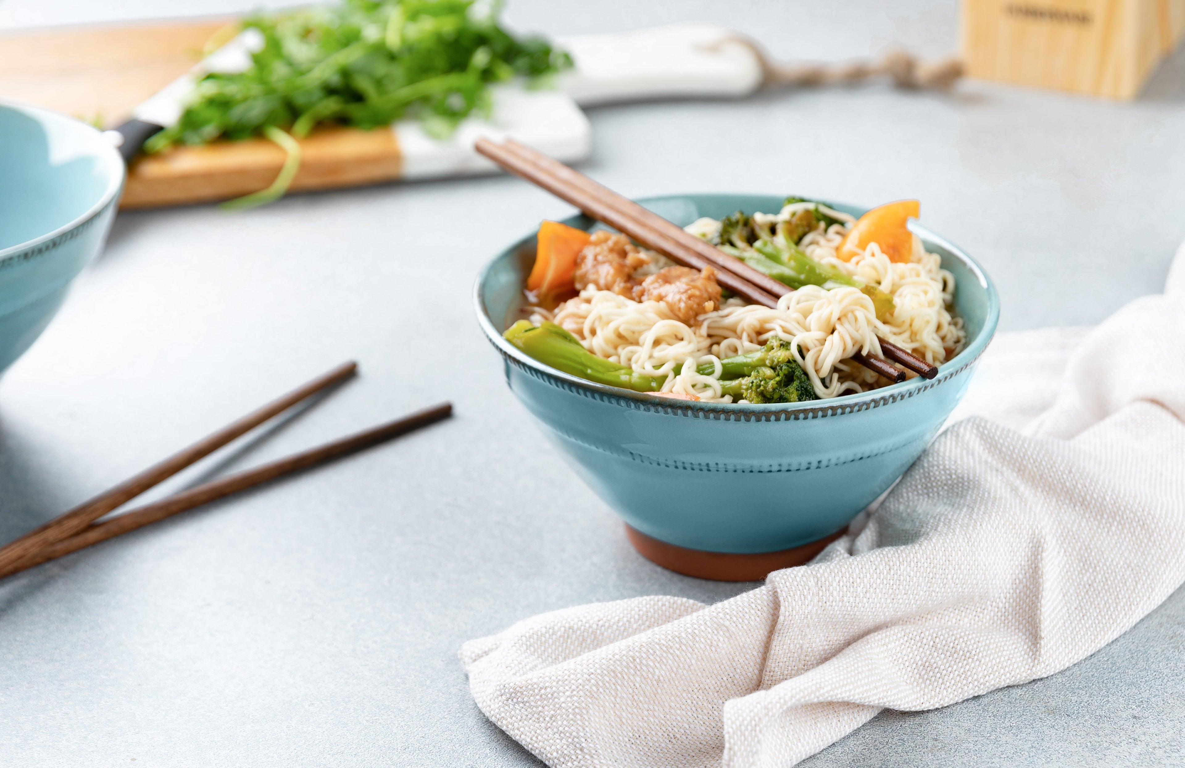 Terracotta Ramen Bowls with Chopsticks, 36 oz, Set of 2