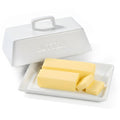 Ceramic Extra Large Butter Dish with Lid, White