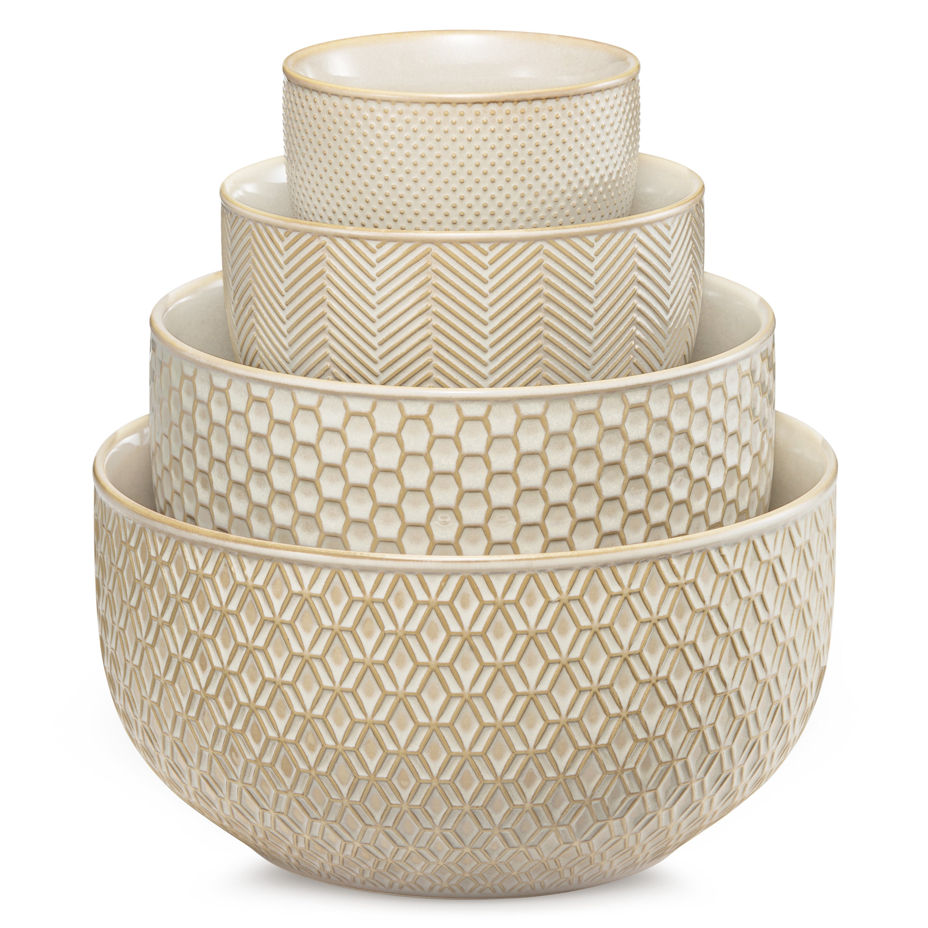 Nesting Bowls, 20/44/98/145 oz, Set of 4, Cream/Copper