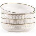 Ceramic Pasta Bowls, 40 oz, Set of 4, Cream/Copper