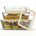 Glass Storage Container Set, with Lids, Rectangular, Set of 3