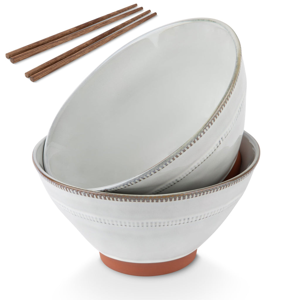 Terracotta Ramen Bowls with Chopsticks, 36 oz, Set of 2
