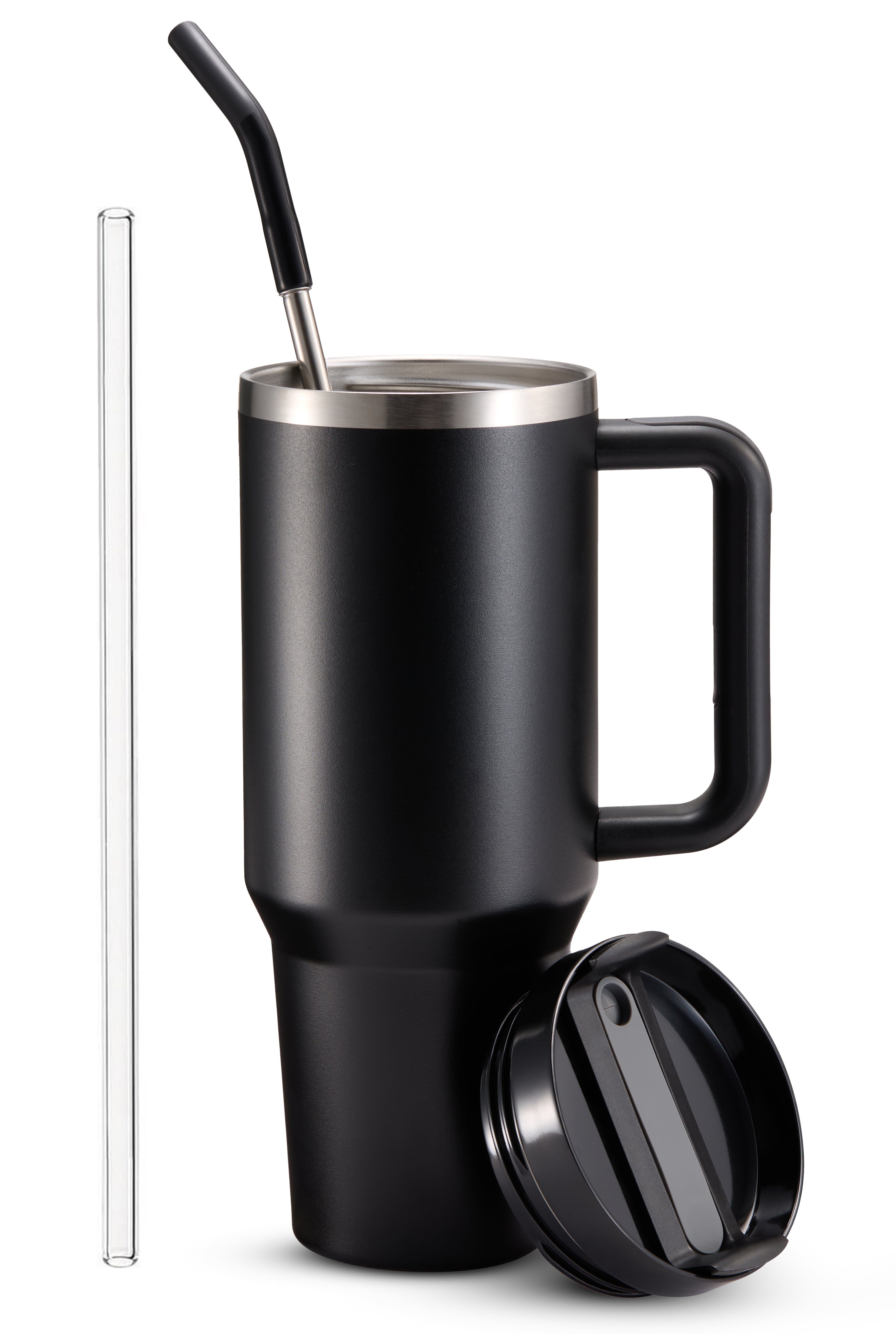 Stainless Steel Tumbler, with Straw and Handle, 40 oz