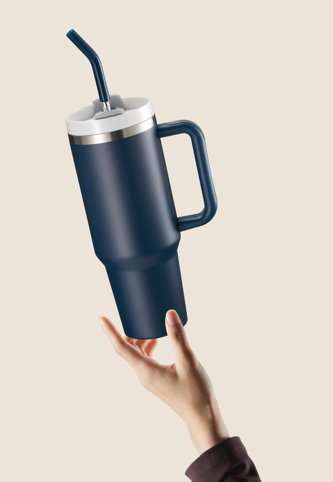 Stainless Steel Tumbler, with Straw and Handle, 40 oz