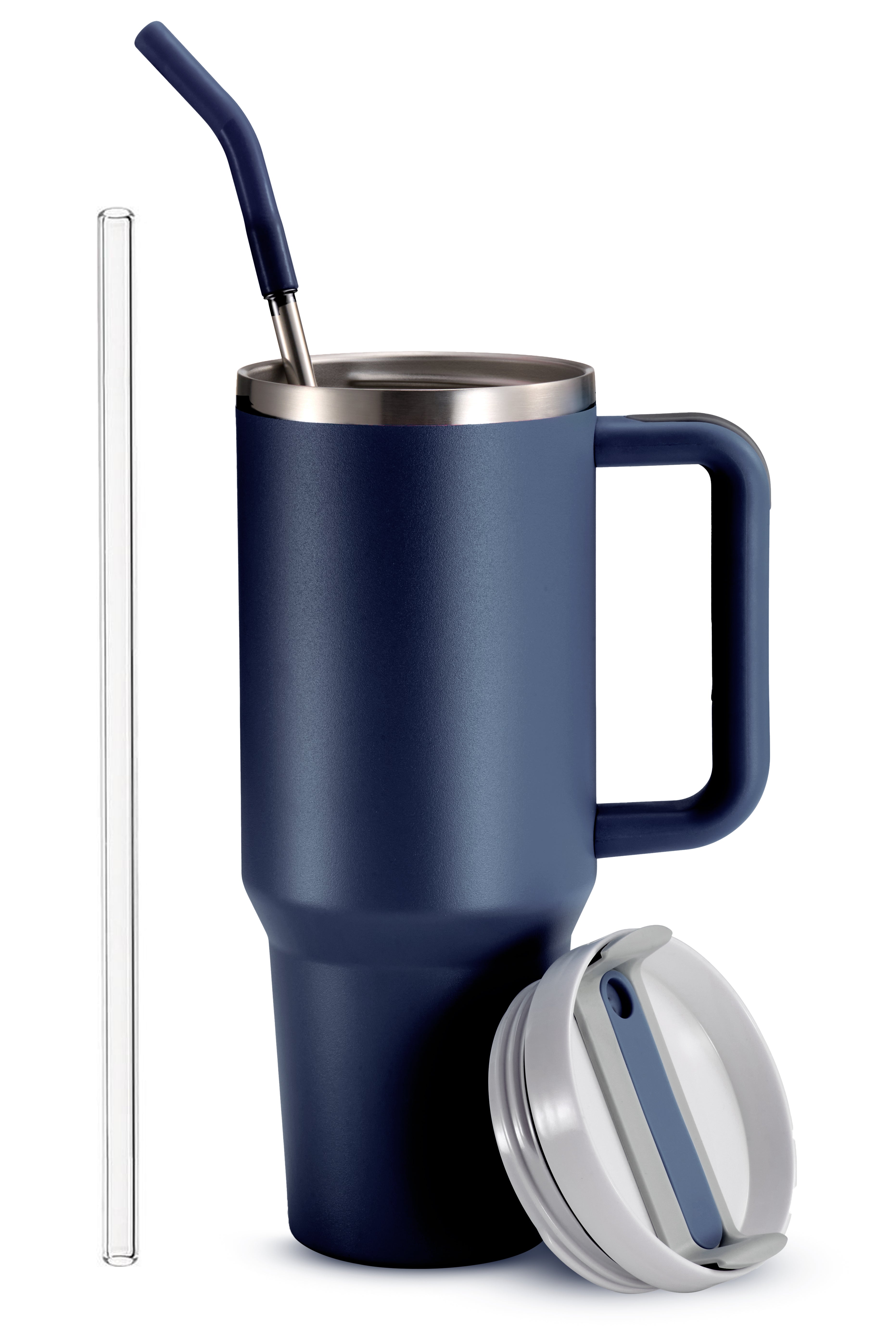 Stainless Steel Tumbler, with Straw and Handle, 40 oz