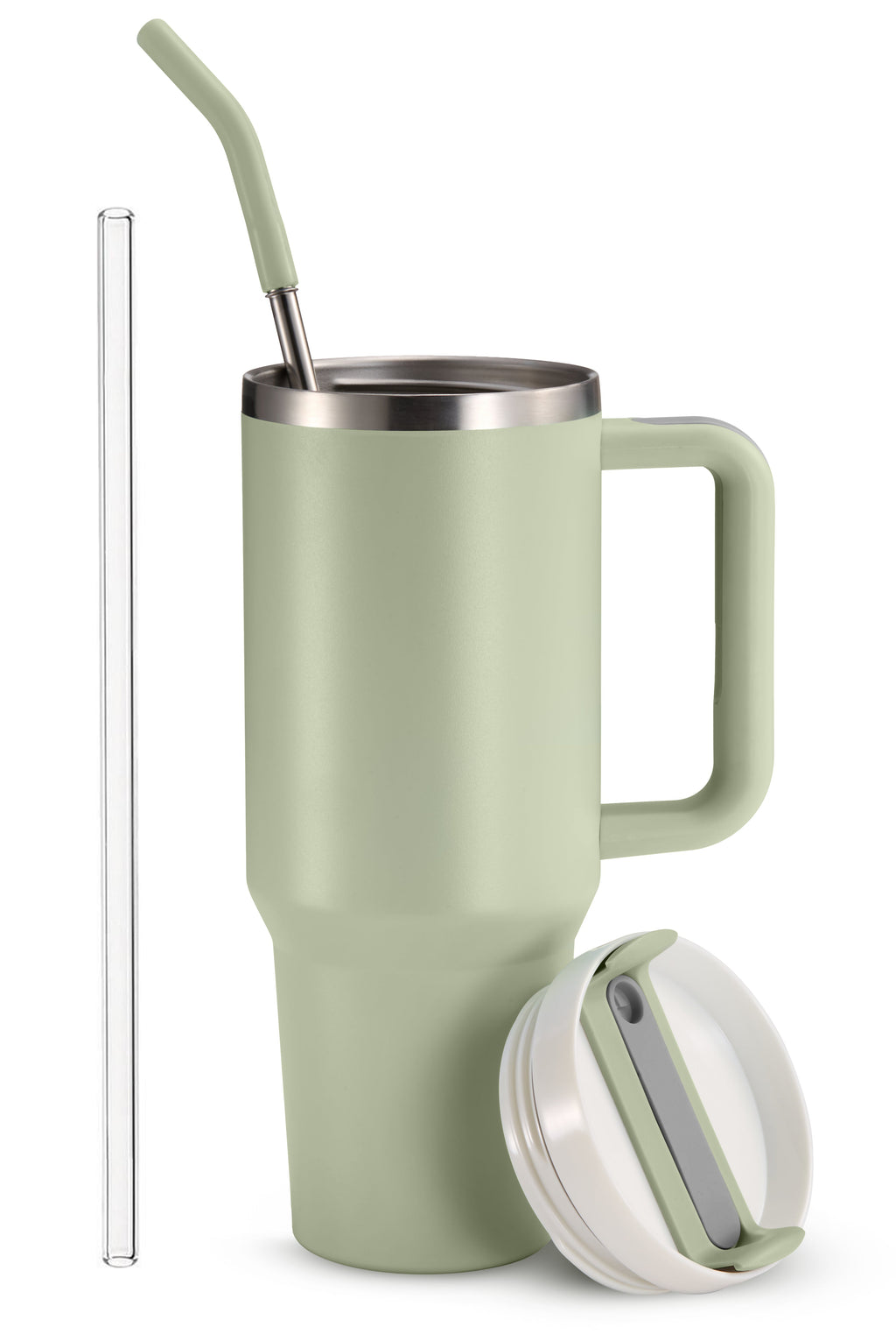 Stainless Steel Tumbler, with Straw and Handle, 40 oz