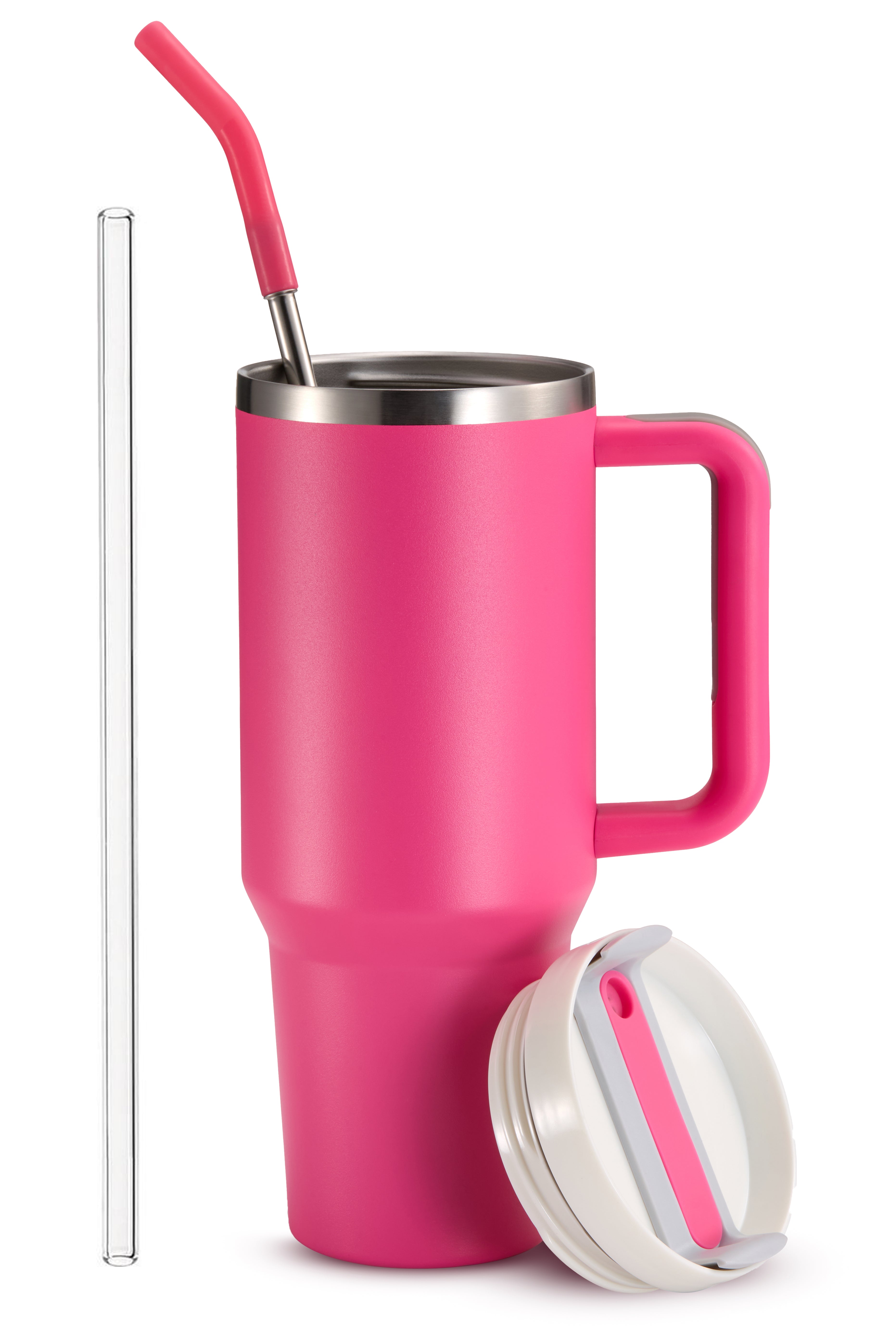 Stainless Steel Tumbler, with Straw and Handle, 40 oz