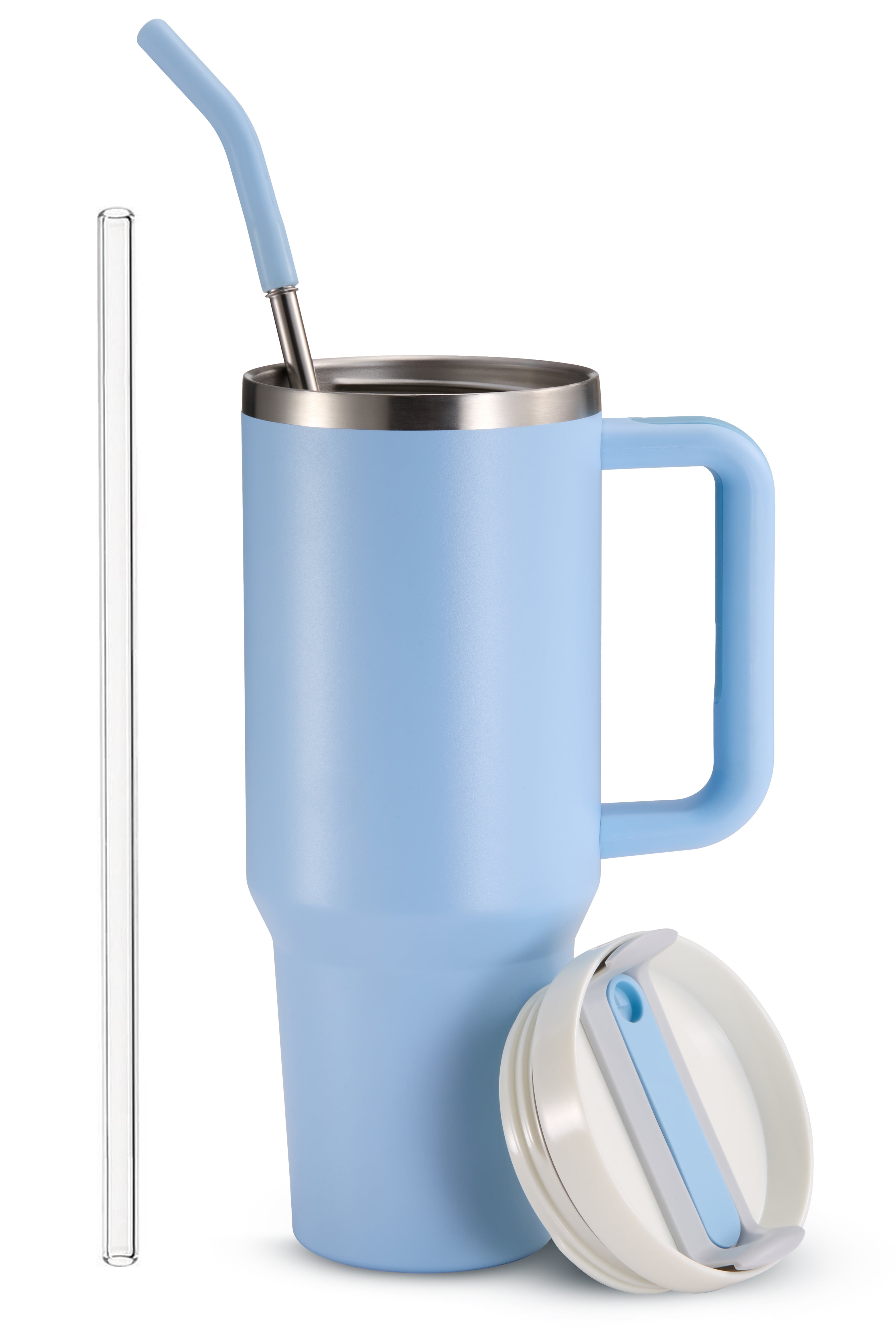 Stainless Steel Tumbler, with Straw and Handle, 40 oz