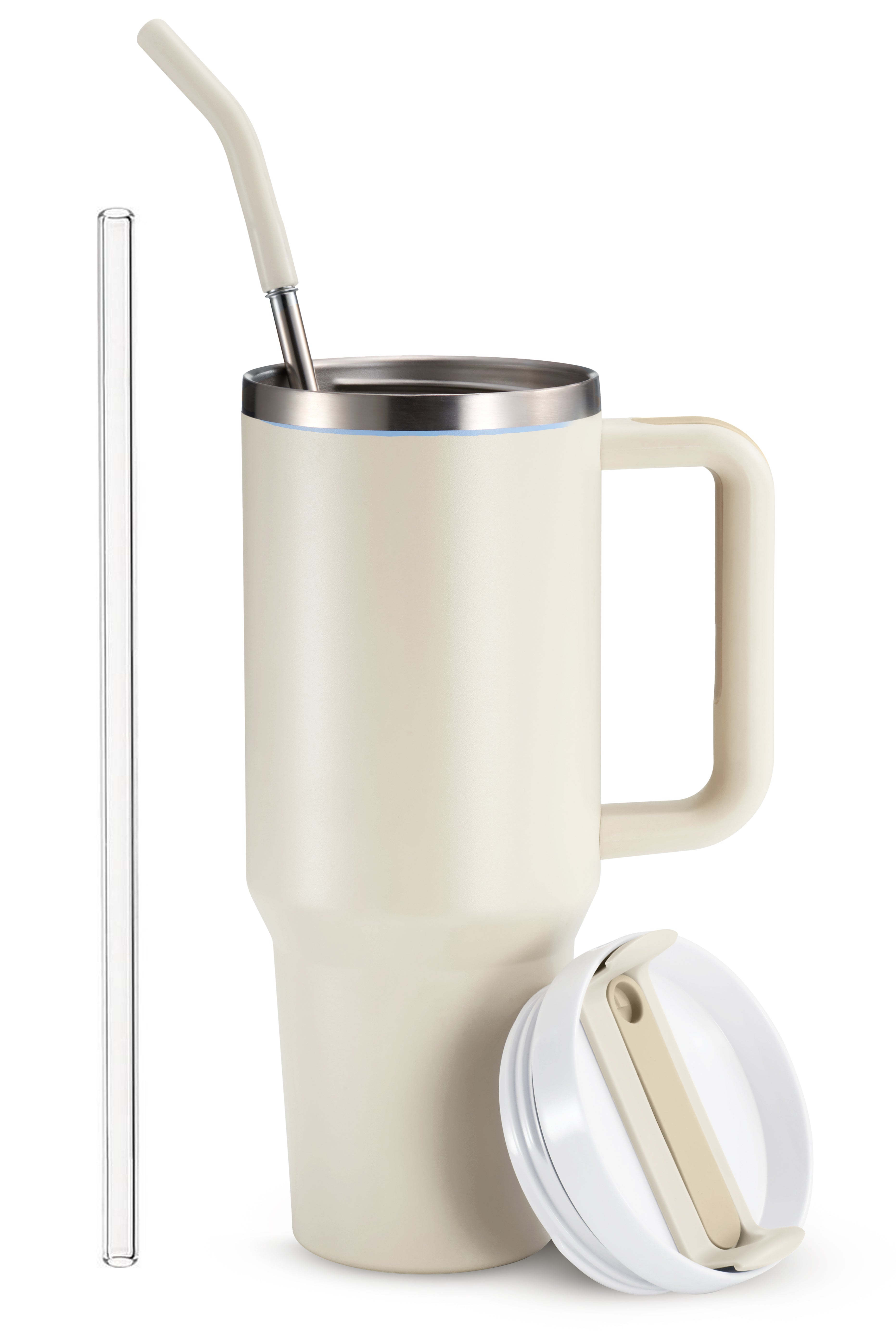 Stainless Steel Tumbler, with Straw and Handle, 40 oz