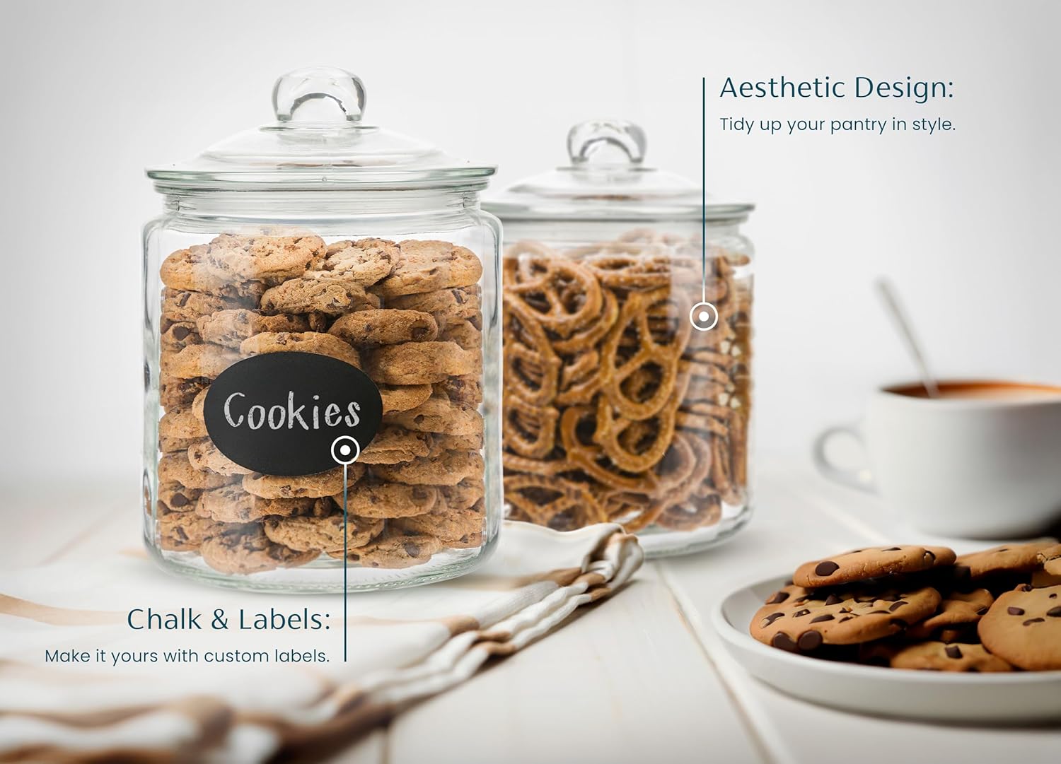 Glass Storage Containers with Airtight Lids, Set of 2