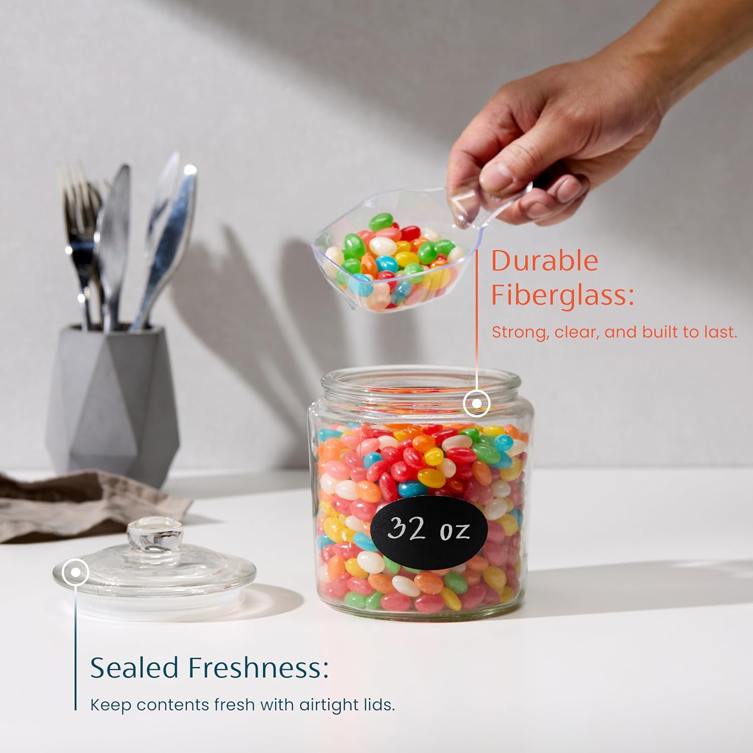 Glass Storage Containers with Airtight Lids, Set of 2