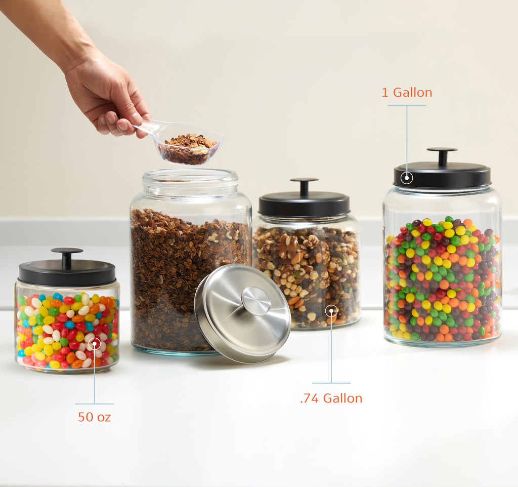 Glass Kitchen Canisters, Set of 2