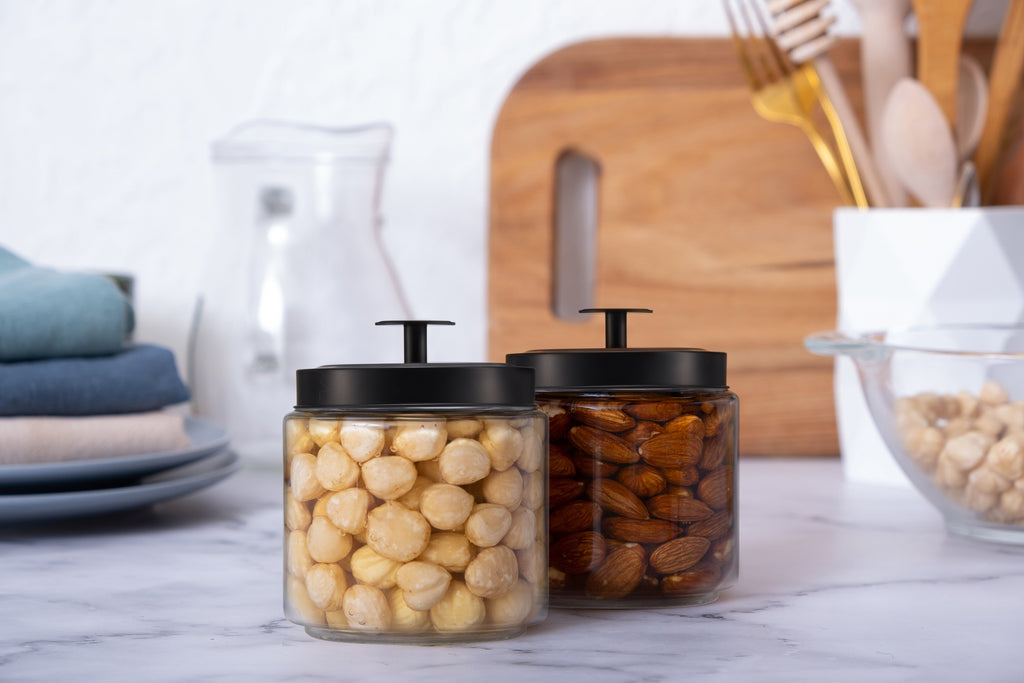 Glass Kitchen Canisters, Set of 2