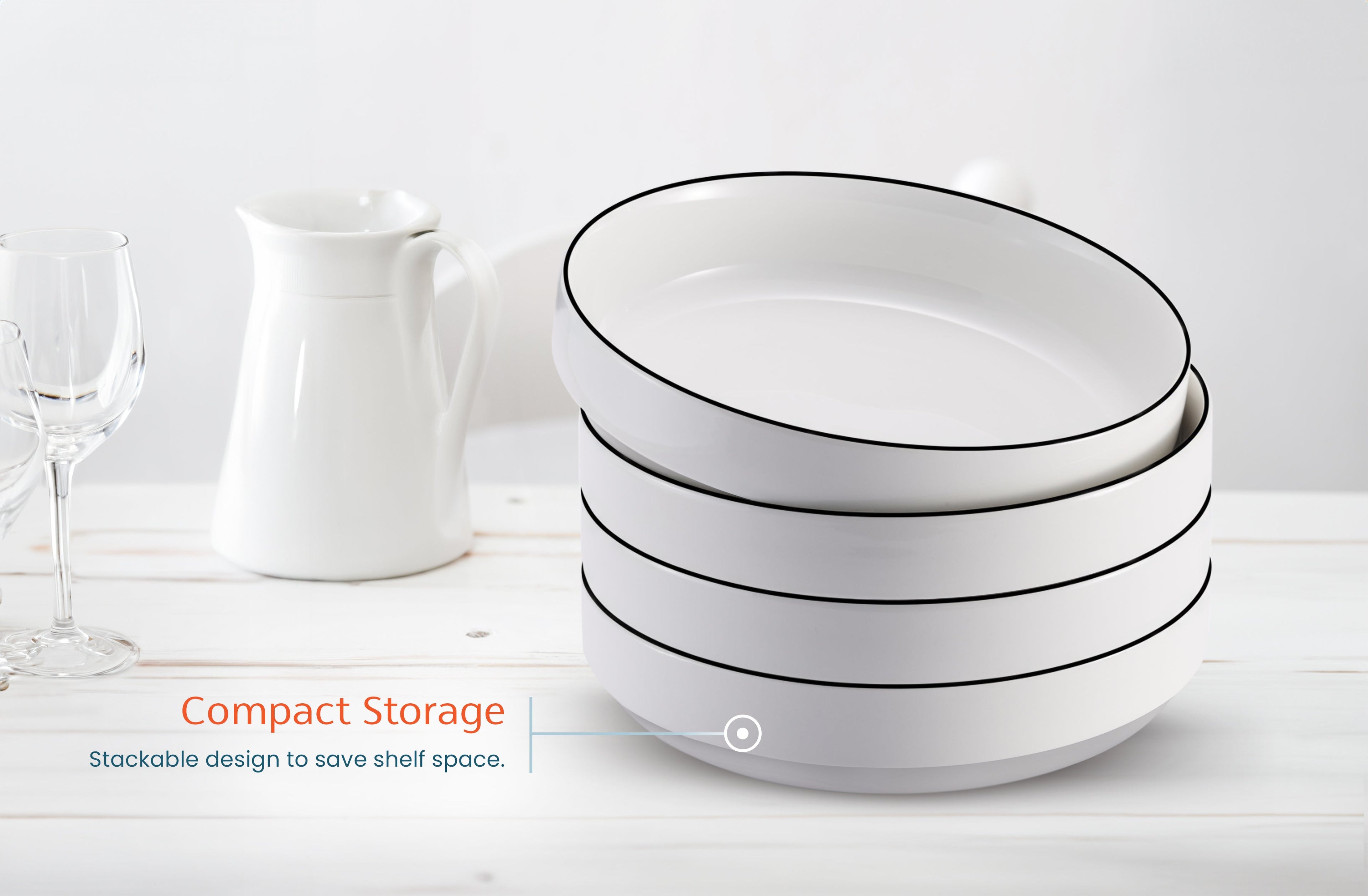 Ceramic Pasta Bowls, 47 oz, Set of 4