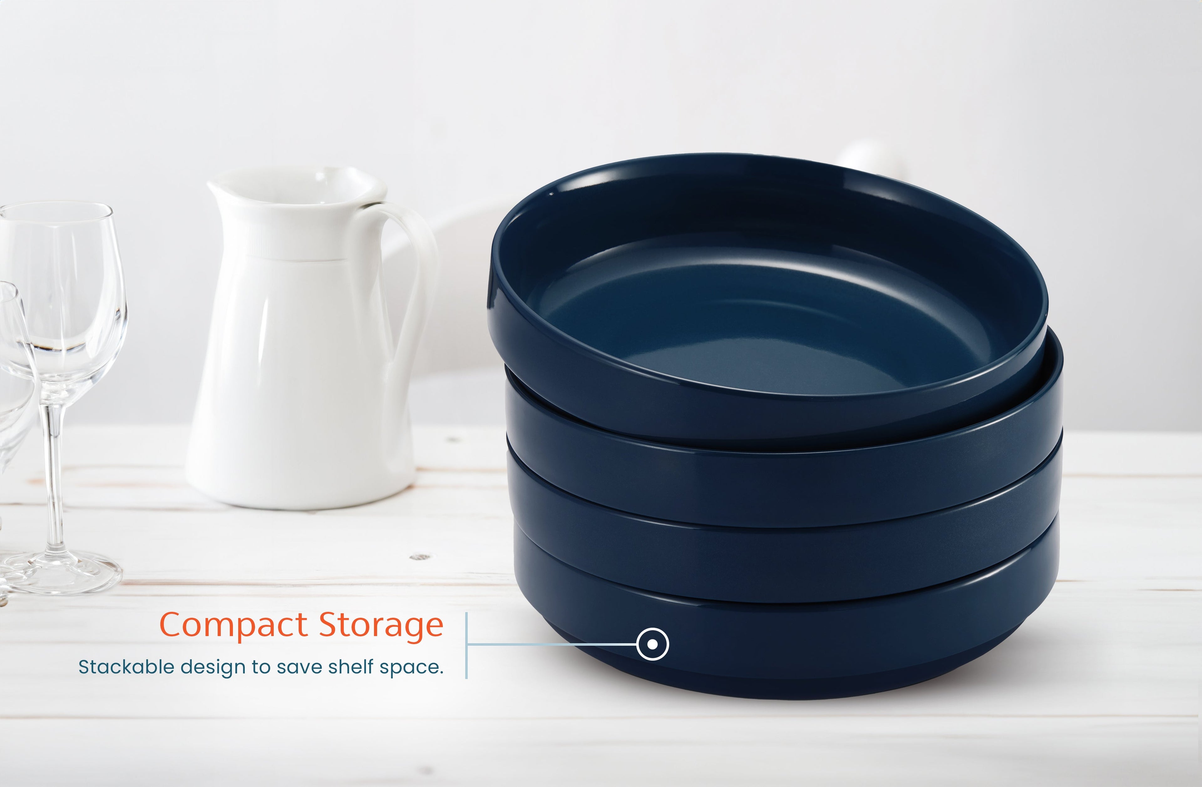 Ceramic Pasta Bowls, 47 oz, Set of 4