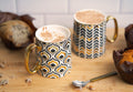 Black and Gold Fez Coffee Mugs, 15 oz, Set of 2