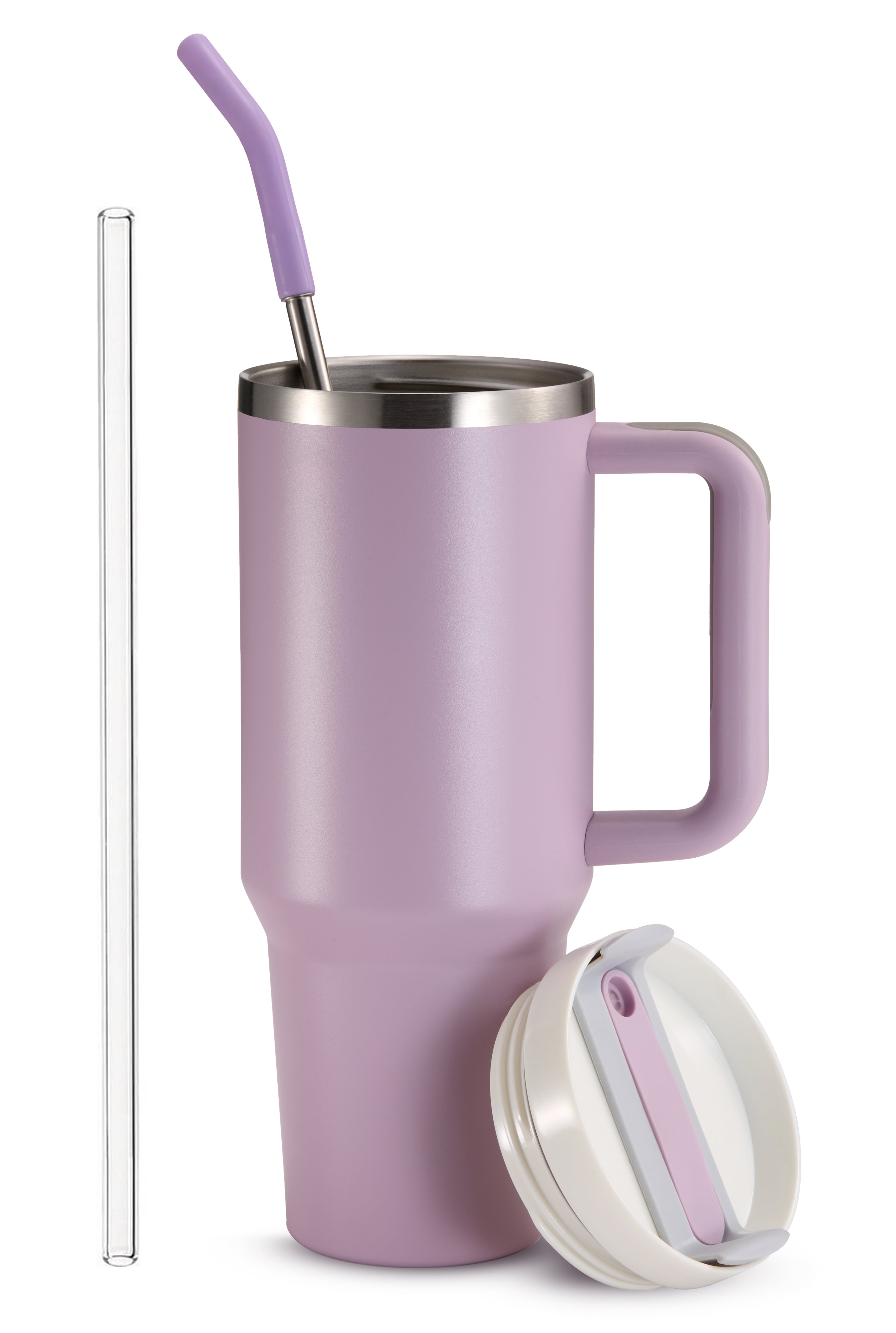 Stainless Steel Tumbler, with Straw and Handle, 40 oz