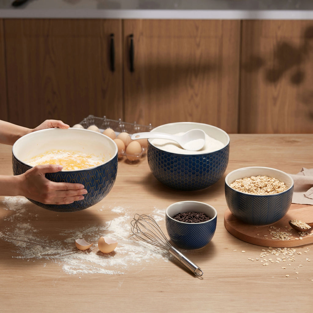 Nesting Bowls, 20/44/98/145 oz, Set of 4, Cream/Copper